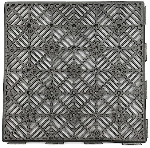 Dalle de sol en plastique économique pour jardin, piscine et zones humides. Auto-ventilée et anti-humidité. Couleur Gris Forgé/Anthracite - 30x30x1,5cm. Montage facile
