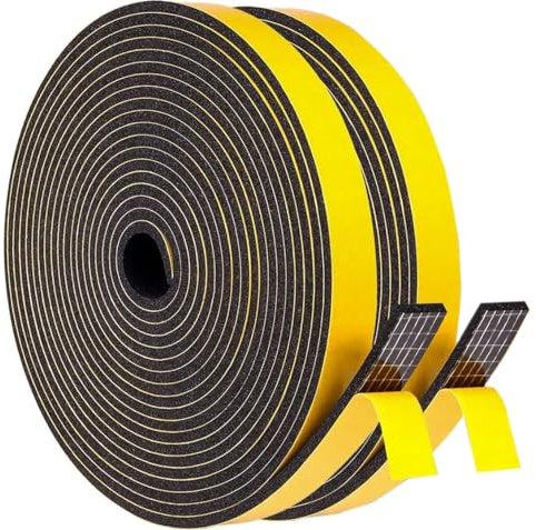Draught Excluder Foam Tape for Doors Windows, Self-Adhesive Weather Stripping Sealing Tape, 12 mm (W) x 3 mm (D) / 12 m (L) Rubber Insulation Seal Strips for Doors Windows Gap Seal