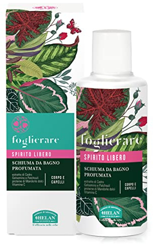 Helan, Foglierare, Spirito Libero – Shampoo und Duschgel für Körper und Haare, duftendes Duschgel mit Kokosöl, Zedernholz, Jasmin und süßen Mandeln, mildes Schaumbad, 200 ml