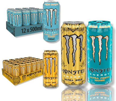 Monster Ultra Mix - 12x Monster Ultra Gold + 12 x Monster Ultra Fiesta - zuckerfreier Energy Booster- Ultra Zero Sugar