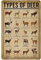 NEGLAI Type Of Deer Knowledge Metallschilder Poster, Vintage-Dekoration, Wandkunst, Dekoration, 40,6 x 30,5 cm