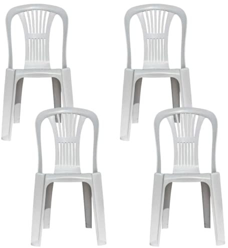 Solycarpa Pack 4 Silla Alta de Plástico Apilable Plástico sin Reposabrazos para Catering, Jardín, Terraza y Playa, Ergonómica de PVC, Cómoda, Resistente para Exterior.