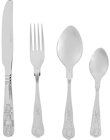 Russell Hobbs Verona Cutlery Set – 24 Piece, 18/10 Stainless Steel, 6 Place Settings, Includes Forks, Knives, Tablespoons, Teaspoons, Patterned Handle, Dishwasher Safe, 50 Year Guarantee, Silver