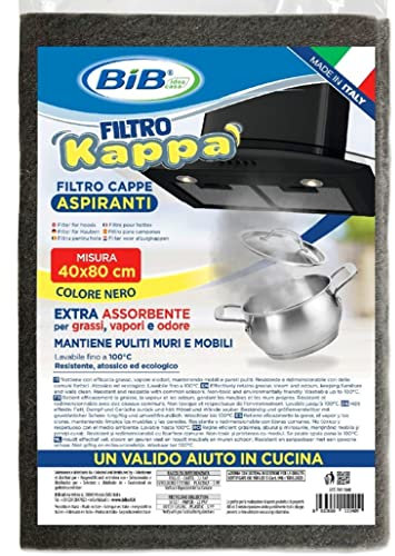 BIB Filtro Cappa Cucina 40x80 cm Colore Nero, Filtro per Cappe Aspiranti Universale e Ritagliabile Assorbente