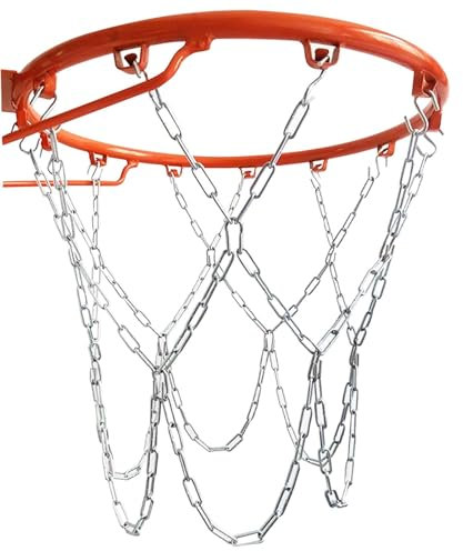 Heavy Duty Basketball Ersatz Kettennetz mit S Haken, Basketball Reifennetz Ersatz Sehr Langlebig 12 Hooks Basketball Netzkette aus Edelstahl, Heavy Duty Halshaken, Basketballkette, Sportausrüstung