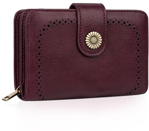 TEUEN Geldbeutel Damen Große Kapazität PU Leder Vintage Portemonnaie Brieftasche Geldbörse Mittelgroß mit RFID-Blockierung und Mehreren Fächern Frauen