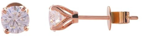 Ohrringe 14 Karat Rosegold, Damen Ohrringe Echtschmuck mit Klein Rund Moissanit 2ct Ohrstecker