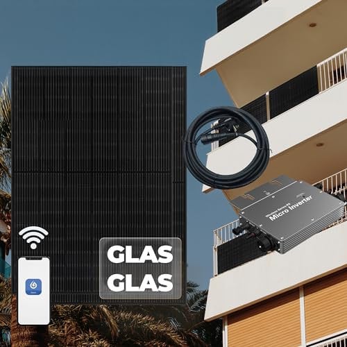 doitBau Balkonkraftwerk 860 Watt Glas-Glas Full-Black Komplettpaket doppelglas Solarmodule Wechselrichter Kabel Photovoltaik-Anlage