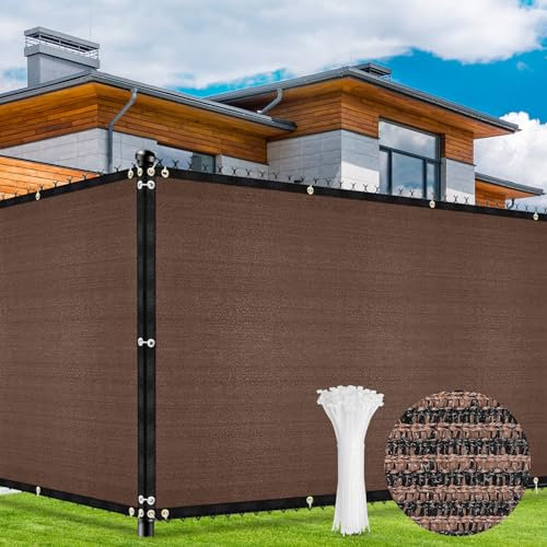 Duerer Sichtschutz Zaun 1.8 x 15.2m Gartenzaun Schattiernetz mit ösen 170g/m² Blockade UV-Schutz Outdoor Windschutz Sonnenschutz Sichtschutz Gewebe Hinterhof im Freien, Terrasse mit Kabelbinder, Braun