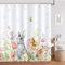Bonhause Rideau de Douche Printemps Floral Pâques Lapin - Tissu Polyester Anti Moisissure Imperméable Lavable pour Salle de Bain - 180 x 180 cm avec 12 Crochets pour Baignoire