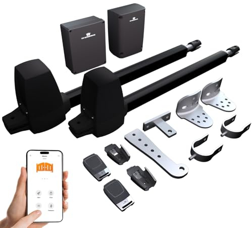 TMT Beagle Dual Automatic Gate Openers Up to 16ft and 800lb Heavy Duty Swing Gate, Gate Opener with Remote Control Kit, Electric Gate Opener for Driveway with Powerful Motor (APP Compatible)