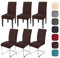 Yugarlibi Jacquard Stuhlhussen 6er Set Stretch Stuhlhussen Schwingstuhl Elastische Moderne Stuhlbezug Abnehmbarer Waschbarer Stühle Schutz für Küche Restaurant Bar Hotel Bankett (Kaffee, 6 Stück)