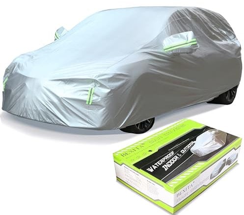 BEXITA Auto Abdeckplane Wasserdicht Autoabdeckung Autoplane Winter Ourdoor für Schrägheck Outdoor & Indoor - Regen,Schnee,Hagel,Sonne,UV-Schutz Universal Fit für Schrägheck, Size S: MAX 380cm