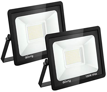 toobettp 2PCS 100W LED Strahler Außen IP66 Wasserfest LED Strahler, 10000LM Fluter Flutlicht 6500K Kaltweiß, Scheinwerfer Aussenstrahler für Gärten, Innenhöfe, Garage, Hotel