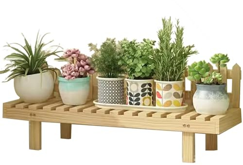 Blumenständer Aus Holz Für Den Balkon Grüner Pflanzenständer Für Den Innenbereich Dekorativer Gartenständer Lange Blumenbank Blumentopfständer (S : 97x25x28cm)
