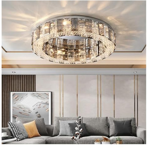 Plafoniere moderne di cristallo grigio di lusso Illuminazione a LED Lampade da soffitto dimmerabili Decorazione della casa Nuova lucentezza Compatible with l'arredamento del soggiorno ,illuminazione a