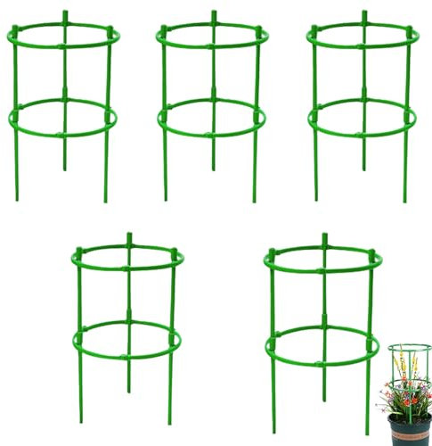 5 Pack Plant Support Stakes, Adjustable Tomato Plant Support Cages, Round Ring Plant Support, Garden Supports Frame, Plant Supports for Peony, Tomato,Vegetable, Climbing Plants