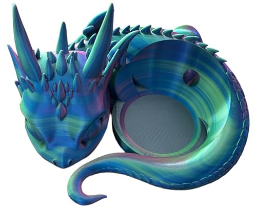 Baby Drachen Halter, Kugelförmige Lautsprecher, Drachenliebhaber Dekoration, Märchenhafter Lautsprecherständer, inklusive Kabeldurchführung, kompatibel mit Echo Dot 5. Generation (Blau-Grün-Lila)