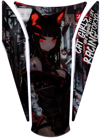 Tankpad Aufkleber 3D Lackschutz Cat Girl Rot kompatibel mit Kawasaki Z900 X502950