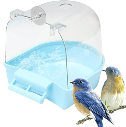 Generisch Vogel Badewanne Vogelwanne, Vogelkäfig ZubehörBadewanne, Hängende Vogel Futternapf, Badehaus Vogelkäfig, Wasserdusche Transparente Futterautomaten Halter mit Haken, für Sittiche, Haustiere