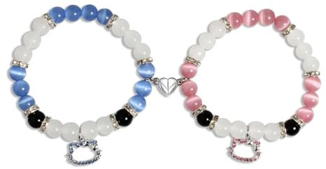 Fc'Noqgn 2 Stück Paar, Freundin Matching Armband, Spider Cat Magnetic Couple Armband, Long Distance Love Armband, Valentinstag und Muttertag Mode Schmuck Geschenk
