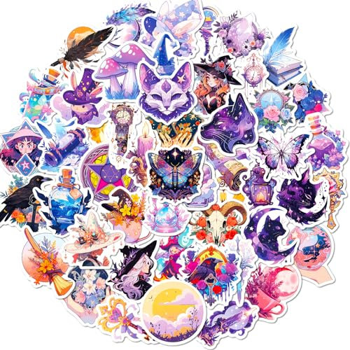 Magie Aufkleber Sticker Set Kinder Teenager 50 Stück Magic Wasserfeste Vinyl Decals Laptop Skateboard Koffer Helm Auto Fahrrad Handy Motorrad Fahrrad Scrapbook Mitgebsel Tagebuch Tassen