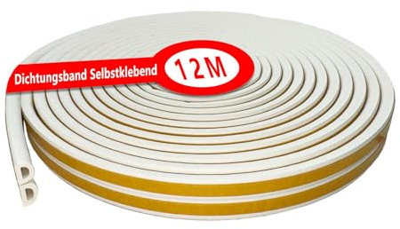 Burletes Para Ventanas, 12M Juntas de Goma Para Ventanas, Aislante Burlete, Tipos de BurletesPara Insonorización, Antipolvo, Protección Contra Impactos, Estanqueidad, (Blanco), Cinta