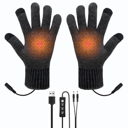 Nircho USB Beheizte Handschuhe - Winter Beidseitig Heizung Touchscreen für Damen und Herren, Drei-Gang Einstellbare Temperatur, Warme Handschuhe für Drinnen und Draußen