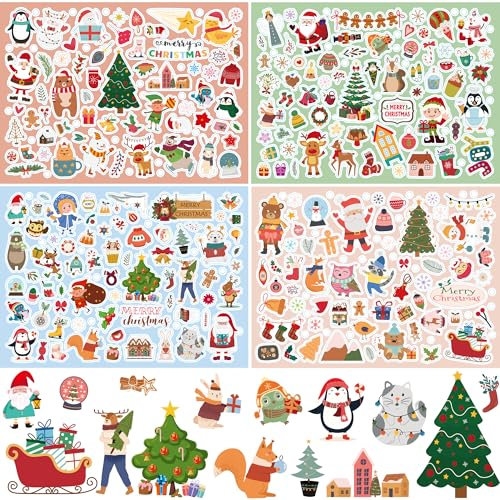 SILARLAIT 324 Pegatinas Navidad, Pegatinas Navideñas para Scrapbooking Regalos Tarjetas Manualidades, Etiquetas Navideñas Infantiles, Etiquetas Adhesivas Navidad, Decoración Navideña