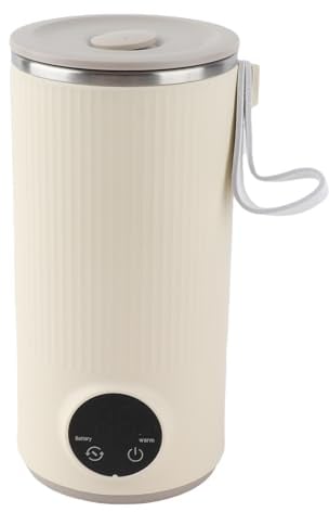 Tragbarer Milchwärmer, Kabelloser, Schneller Baby Milchwärmer für Reisen mit USB Aufladung und Integriertem Rotierenden Mixer, 45 55 85 100 ℃ Einstellbare Temperatur, 400 Ml 6000