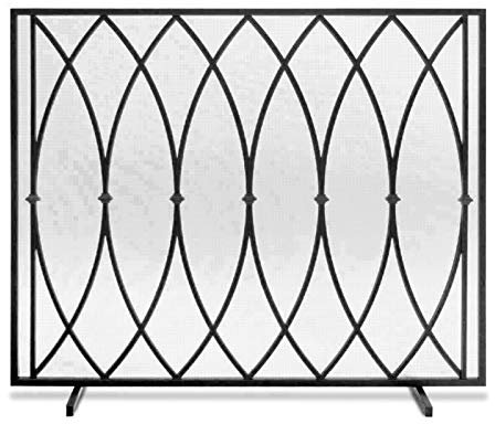 Generico Pannello Singolo for caminetto a Legna, parascintille con Finitura in Bronzo, parascintille autoportante in Ferro battuto for la Sicurezza, Uso Esterno e Interno