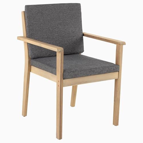 Riess Ambiente Gartenstuhl KOPENHAGEN - anthrazit - Polyester Akazienholz | langlebig, stabil, Kissen inklusive, Massivholz, Wetterfest, Terrasse oder Outdoor-Bereich