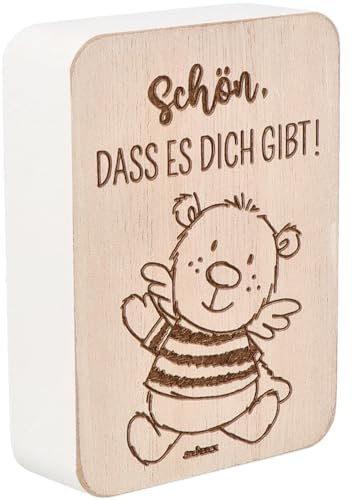 Spruchreif x Steinbeck | Deko-Tafel S Schön, dass es dich gibt | Holz-Tafel mit Gravur | Mini-Deko aus Holz | Geschenk für Freunde & Familie | Made in Germany