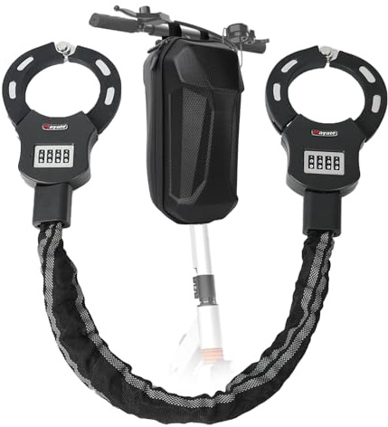 Fahrradschloss, Handschellen Schloss für E-Scooter mit Zahlencode, Fahrradschloss mit 4-Stellig Code Kombination und 3L Aufbewahrungstasche