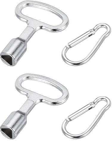 QUARKZMAN 2 Pcs Cle Triangle Poubelle, Argenté Poubelle en Métal avec Clé Triangulaire et Porte-Clés