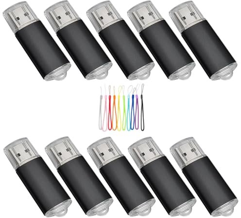 Yaxiny USB Sticks 512MB USB 2.0 Speicherstick 10 Stück Memory Stick Flash Drive USB-Flash-Laufwerk Metall Thumb Drive Externer Datenstick mit Lanyard