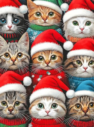 Cross & Glory - Whisker Wonderland: Holiday Cats Edition - 1000 Piece Jigsaw Puzzle for Adults | Festive Cat Puzzle | Christmas Jigsaw Puzzle with Vibrant Artwork