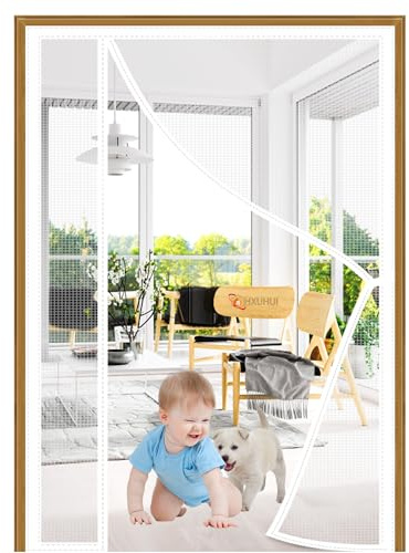Ouverture Latérale Moustiquaire Porte 90x215cm Moustiquaire Rideau Anti Mouche Ouverture Latérale Fermeture Automatique Aimantée pour Couloirs Portes Patio Exterieur Blanc