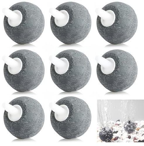 Ezranova 8-Piece Air Stones Set for Aquariums and Ponds. Perfect for fish tanks, small buckets, and ponds. Easy-to-sink design, compatible with air pumps. Ideal for aeration and water circulation