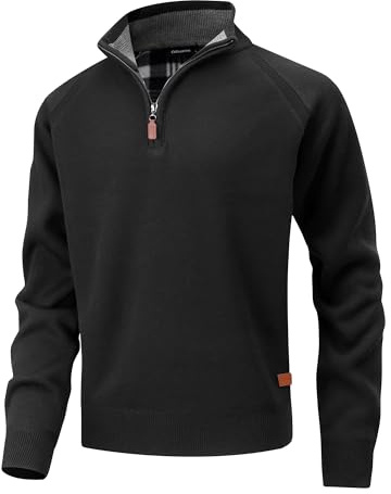 CoXuantion Homme Col Montant Pull 1/4 Zip Tricoté Pullover Casual Polaire Manches Longues Chaud pour Automne et Hiver Sweat Pull Slim Fit Pullover Sweater