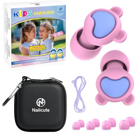 Kids Ear Plugs (6-12 yrs) - Reusable Noise Relief Childrens Earplugs with Cord for Focus, Travel, Fly, Concert, Socializing, Sport Events, Anxiety, School, Playtime, 26 dB Noise Reduction
