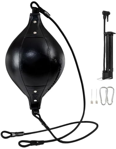 Woalopted Sac de vitesse pour la boxe - Ballon de boxe portable pour la maison et l'extérieur - Ballon portable en cuir synthétique à double extrémité pour entraînement de coordination - Entraînement
