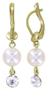 Konplott: Ohrringe Pearl Shadow, klassische pendelnde Ohrringe mit Kristall und Perle, für Damen/Frauen (weiß)
