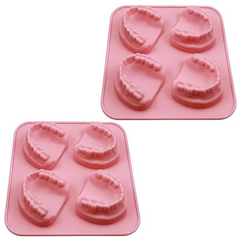Eiswürfelform mit 4 Löchern, Zahnform, Silikon, Eisform, lustiges Geschenk für Zahnarzt, Senioren, Eiswürfelformen, 2 Stück