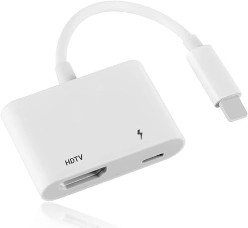 [Apple MFi-Zertifiziert] Light-ning HDMI Adapter 1080P für iPhone 14/13/12 | Kompatibel mit iPhone & iPad, HDTV Adapter mit Ladeanschluss für TV Monitor Projektor