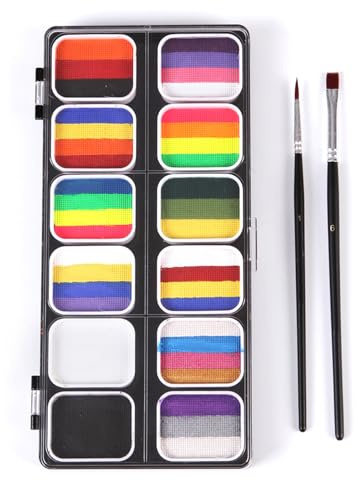 banapoy Ensemble Palette Peinture Aquarelle, 30 Couleurs, Kit Peinture pour Visage et Corps avec 3 Pinceaux, 6 Pochoirs, 10 Pinceaux, Maquillage activé à L'eau Sûre pour Halloween (1)