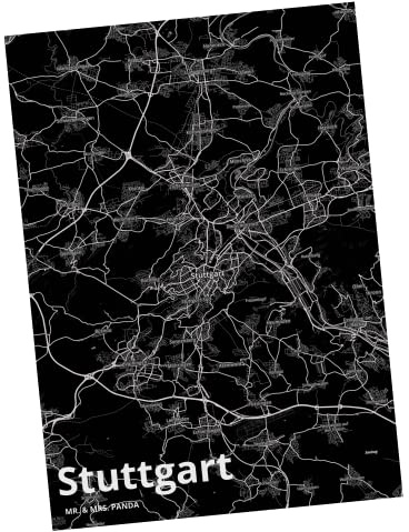 Mr. & Mrs. Panda Grußkarte Stuttgart - Geschenk, Ansichtskarten, Stadt, Postkarten, Ansichtskarte, Kunstkarten, Postkarte, Dorf Karte Landkarte Map Stadtplan