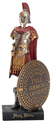 Dicksons Armor of God Römischer Soldat, 22,9 x 12,7 cm, rotes Kunstharz, Tischfigur