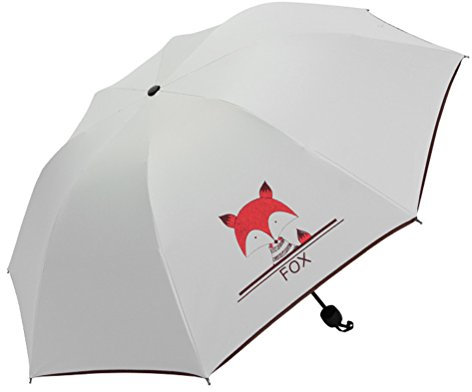 Maibar Parapluie Pliant animal dessin animé Anti-UV Parapluies Femme Ombrelle Parasol Umbrella Venteux Pluie en été (Renard)