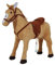 HOMCOM Reitpferd auf Rollen 60 cm Stehpferd mit Sattel, Zaumzeug Steigbügel Sound Spielpferd zum Reiten Draufsitzen Schaukeltier für Kinder ab 2 Jahre, Schaukelpferd Plüschpferd Indoor Outdoor Beige